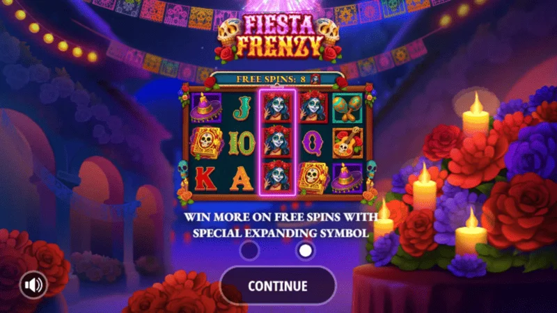 Fiesta Frenzy - Main menu at setting ng taya